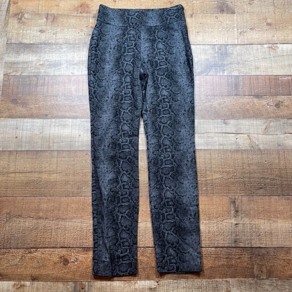Susan Graver Black/Gray Snakeskin Skinny Pants size 4